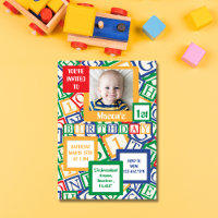 Colorful Alphabet Blocks Photo First Birthday
