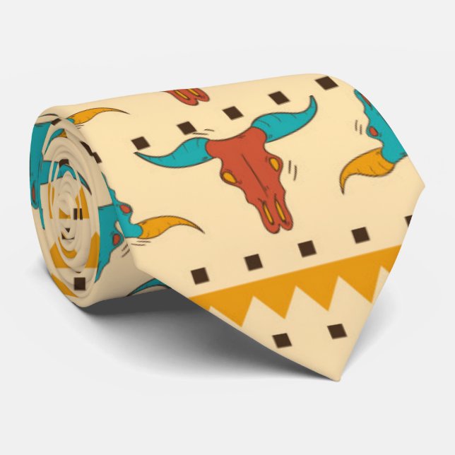Colorful American Southwest themed pattern Tie (Rolled)