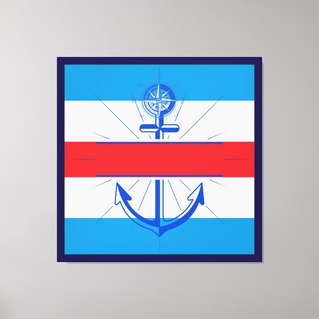 Colorful Anchor with customise button  Canvas Prin Print (Front)