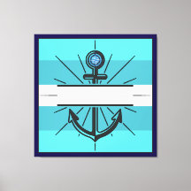 Colorful Anchor with customise button Canvas Prin