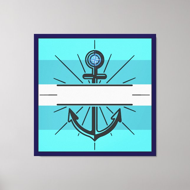Colorful Anchor with customise button  Canvas Prin Print (Front)