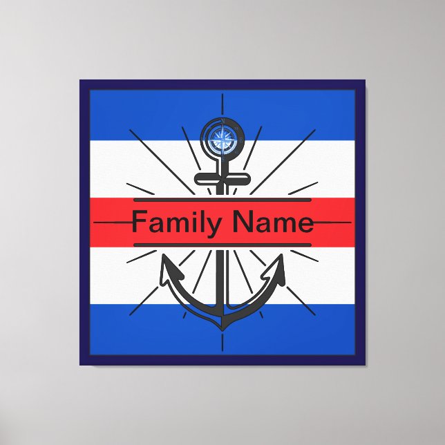 Colorful Anchor with customise button  Canvas Print (Front)