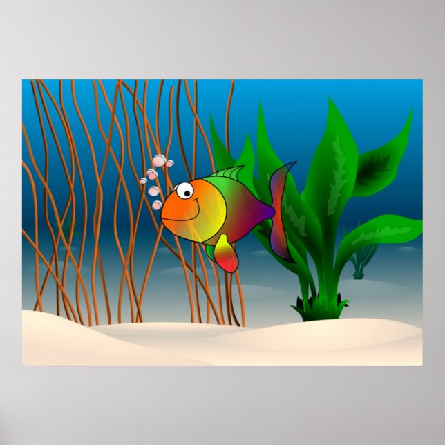 Colorful and Cute Cartoon Fish Poster (Front)