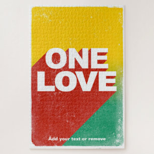 Colorful and fun "One Love" reggae rasta poster, Jigsaw Puzzle
