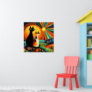 Colorful and Fun, Two Cats, Poster