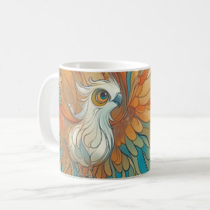 Colorful and stylized illustration of a phoenix. coffee mug