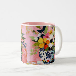 Colorful and Vibrant Vase of Flowers Two-Tone Coffee Mug