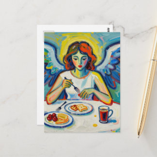 Colorful Angel at Breakfast Postcard