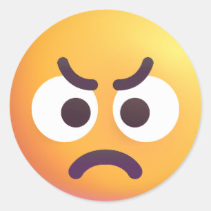 Colorful Angry Face Cute and Fun Emoji Classic Round Sticker