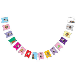 Colorful Animal Birthday Photo Bunting Flags 