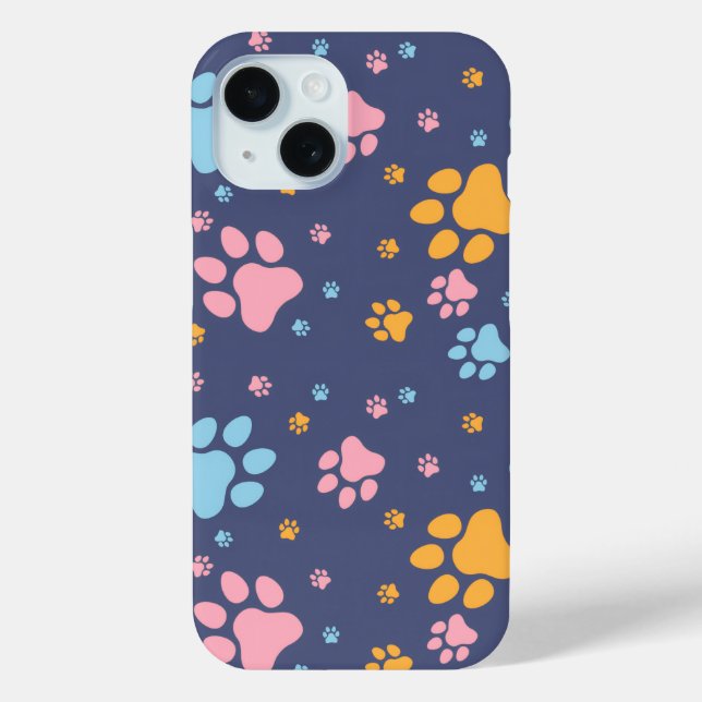 Colorful Animal Paw Prints Pattern Case-Mate iPhone Case (Back)