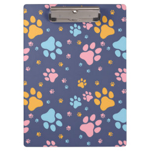 Colorful Animal Paw Prints Pattern Clipboard