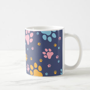 Colorful Animal Paw Prints Pattern Coffee Mug