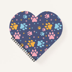 Colorful Animal Paw Prints Pattern Notebook