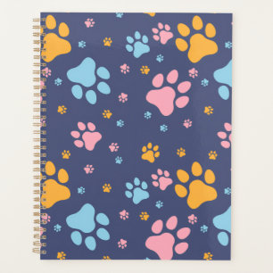 Colorful Animal Paw Prints Pattern Planner