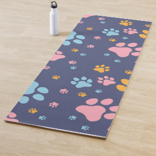 Colorful Animal Paw Prints Pattern Yoga Mat