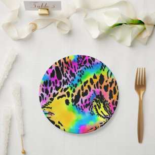 Colorful Animal Print Pattern Paper Plate