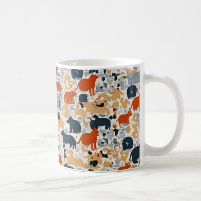 "Colorful Animal Silhouette Pattern Mug (Right)