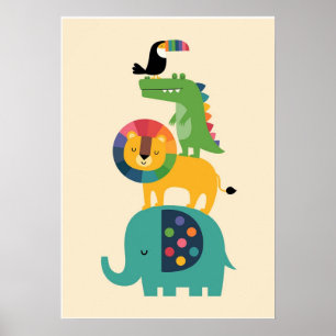 Colorful Animal Stack Baby kids Poster