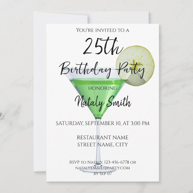Colorful apple cocktails invitation (Front)