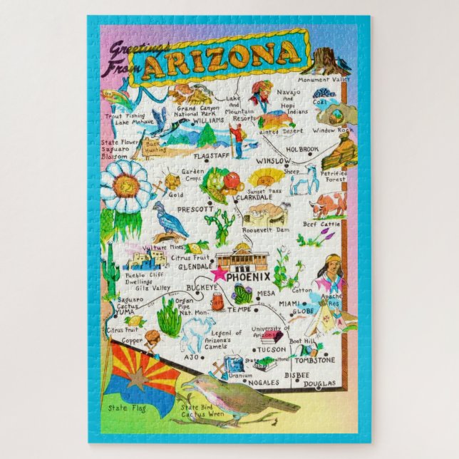 Colorful Arizona Map 20x30 Jigsaw Puzzle (Vertical)