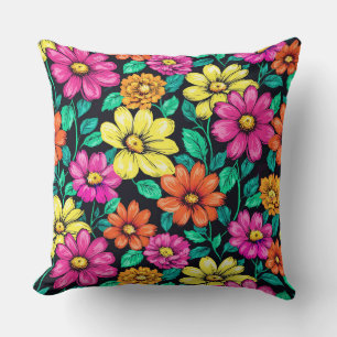 Colorful array of Large Flowers Cushion