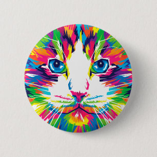 Colorful Art Aesthetic Cat Pictures Cat Art Abstra 6 Cm Round Badge