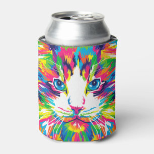 Colorful Art Aesthetic Cat Pictures Cat Art Abstra Can Cooler