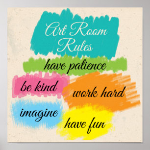 Colorful Art Classroom Rules Poster