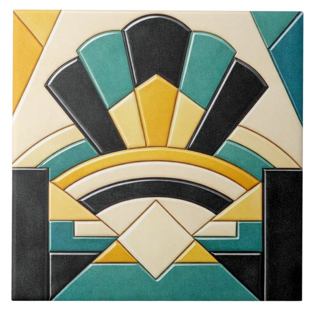 Colorful Art Deco style Ceramic   Tile (Front)