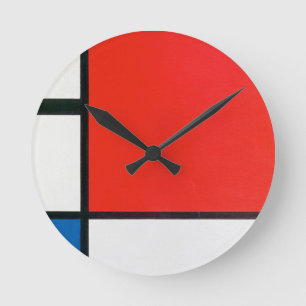 Colorful Art wall Clock, Vintage Piet Mondrian Round Clock
