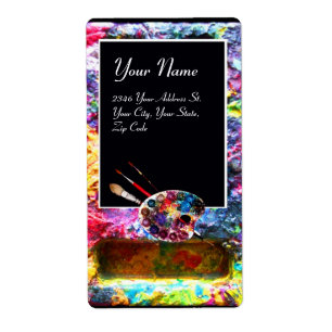 COLORFUL ARTIST COLOR PALETTE,BRUSHES,black