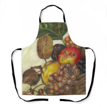 Colorful artistic fruit still life print apron