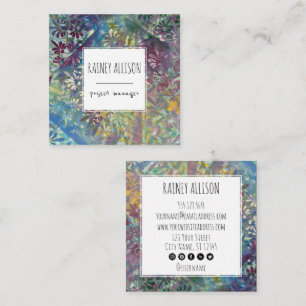 Colorful Artistic Funky Style with Social Icons Square Business Card
