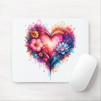 Colorful Artistic Heart Mouse Pad