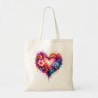 Colorful Artistic Heart Tote Bag