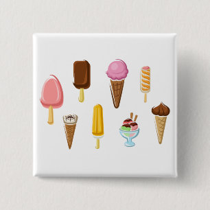 Colorful Assorted Ice Cream and Popsicle 15 Cm Square Badge