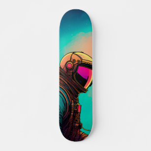 Colorful Astronaut Portrait Skateboard