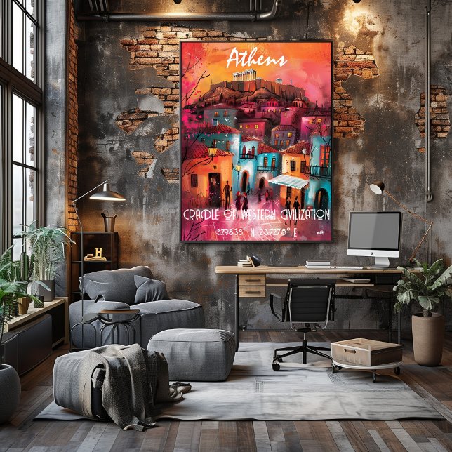Colorful Athens Art in Contemporary Style Poster (Creator Uploaded)