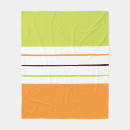 Colorful Autumn Fall Green Orange Striped Pattern Fleece Blanket