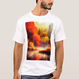 Colorful Autumn Landscape Watercolor 5 Classic T-S T-Shirt