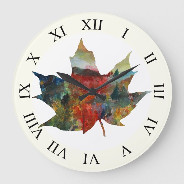 Colorful Autumn, Leaf Art  Wall Clock (Front)