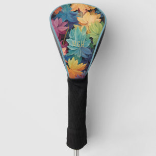 Colorful Autumn Leaves Custom Monogram Golf Head Cover