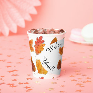 Colorful Autumn Leaves Foliage Celebration Drink Paper Cups
