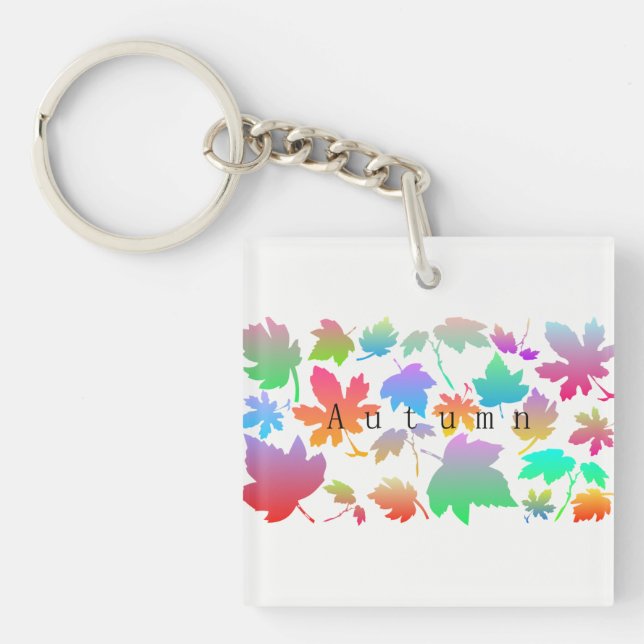 Colorful autumn leaves key ring (Front)
