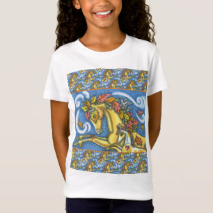 COLORFUL AUTUMN LEAVES ON WHIMSICAL HORSE & COLT T-Shirt