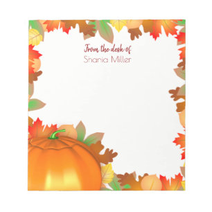 Colorful Autumn Leaves Pumpkin - Name Notepad