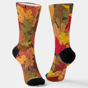 Colorful autumn leaves socks
