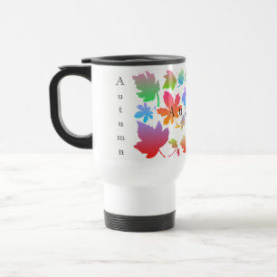 Colorful autumn leaves travel mug