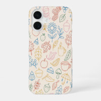 Colorful Autumn Pattern – Cozy Fall Leaves, Coffee